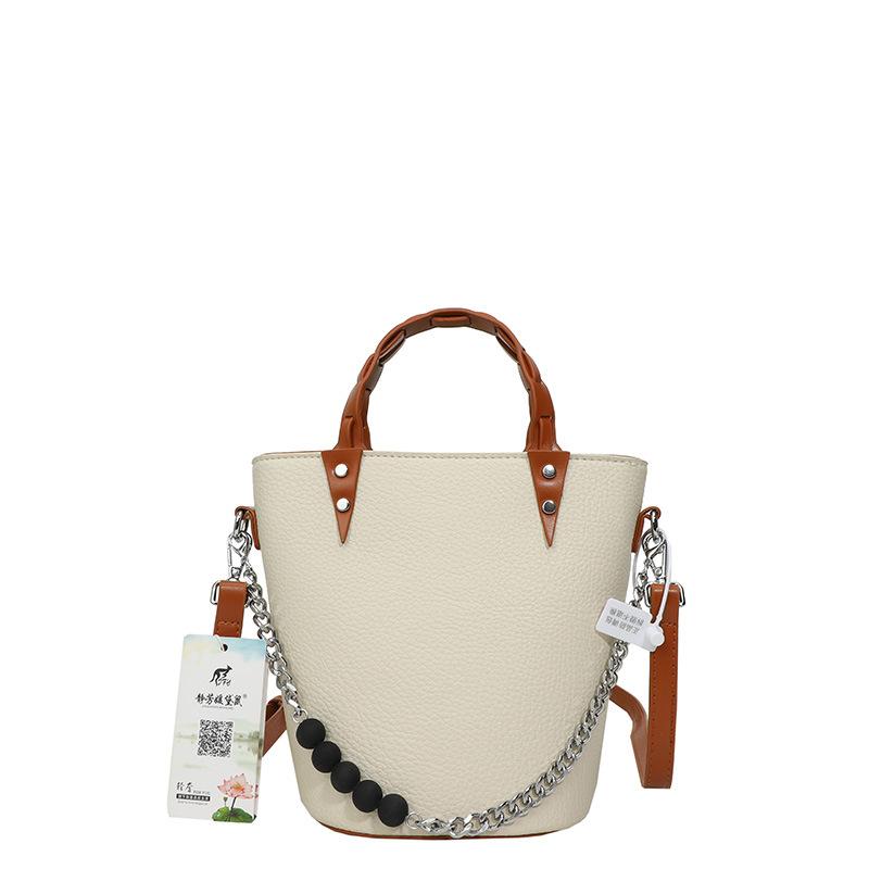Korean Version of Portable Fashion Contrasting Color Bucket Bag Women's 2025 New Spring Trendy Casual Shoulder Bag High-end Women's Bag