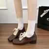 Fashion Autumn Vintage Lace Up Women Mary Jane Shoes Elegant Square Toe Party Dress Ladies Design Leather Pumps
