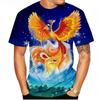 Brand new fashionable men's 3D Fire Phoenix high-grade printed casual short-sleeve outdoor sports quick-dry breathable comfortable T-shirt