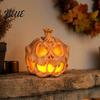 Halloween Pumpkin Ornament 3D Printed Skull Candle Holder Hollow Design PLA Material Decor Figurine Multifunctional Ambient Lampshade for
