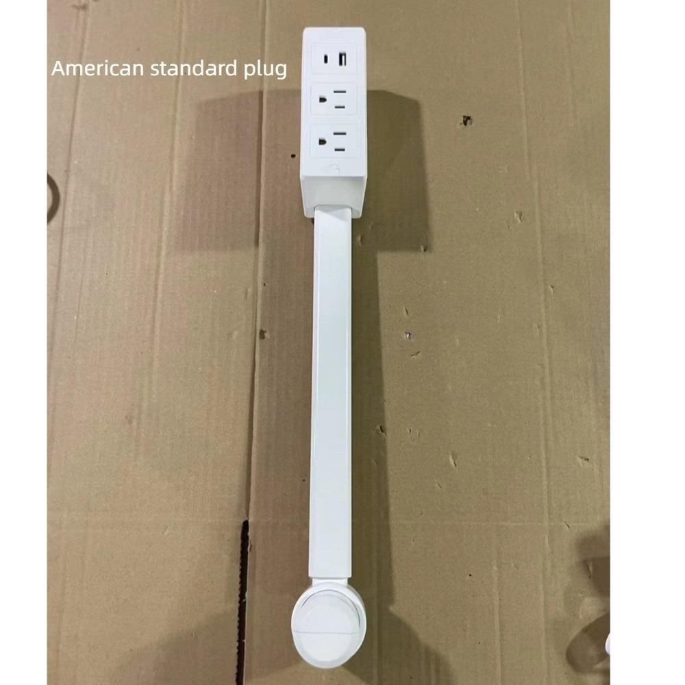 Rotates 180° Electrical Outlet Extender White Adjustable Length Flat Plug Power Strip Punch-free Power Expander for NightStand