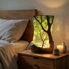 Forest Theme Night Light Handmade Resin Warm Light Rustic Nature-Inspired Ambient Bedside Lamp for Bedroom Living Room Decor