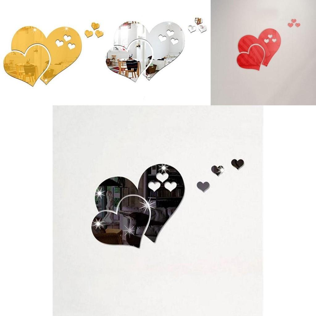 Eye-catching 3d Love Heart Mirror Wall Stickers Decal To Enhance Your Space