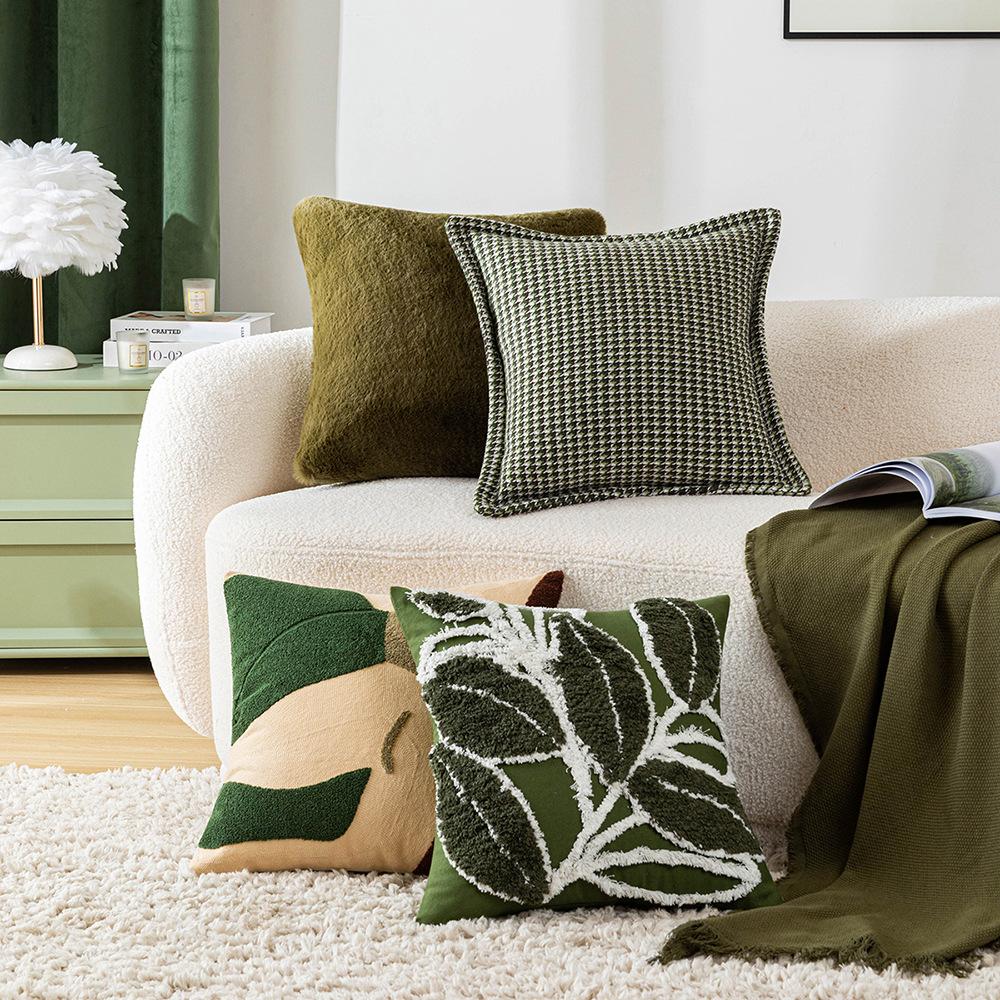 Green Ins Style Pillow Case Internet Celebrity Style Art Design Pillow Sofa Cushion Model Room Pillow