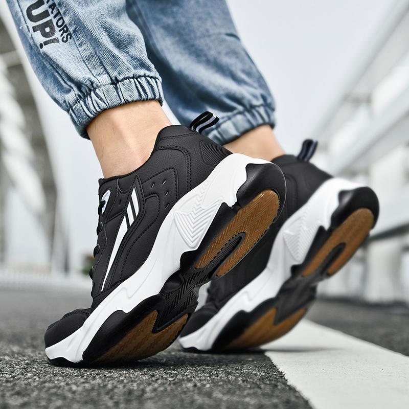 Men's Leather Sneakers Casual Shoes Sports Boys Pure Color Tennis Shoes
