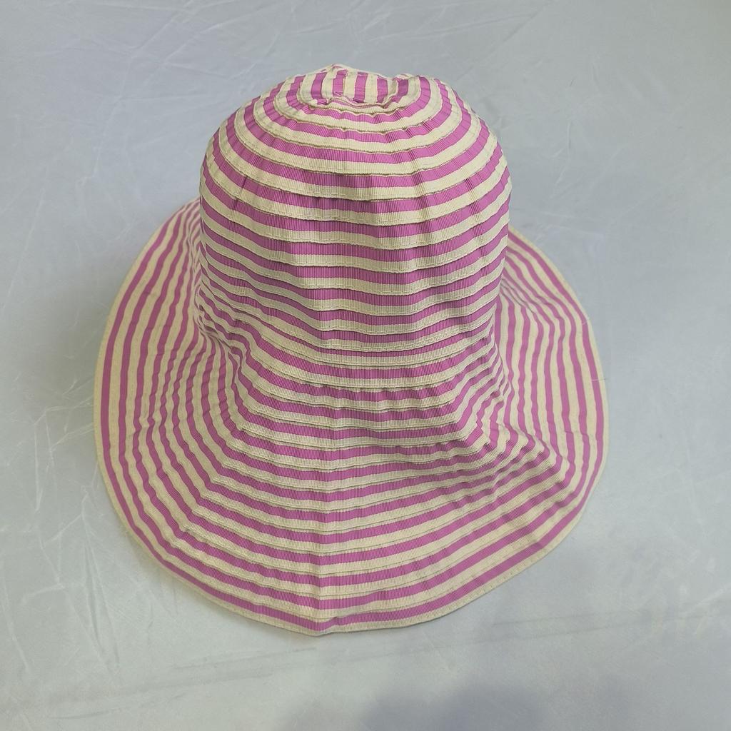 Japan and Korea Folding Simple Black and White Striped Large Brim Sunshade Sunscreen Windproof Women's Summer Versatile Quick-drying Basin Hat Fl