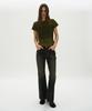 PARTIMENTO WOMEN Low-Rise Pintuck Bootcut Jeans_Khaki