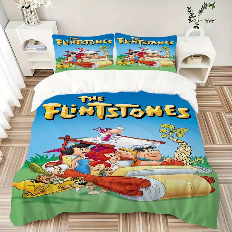 3pcs The Flintstones Duvet Cover Set, 1 Duvet Cover + 2 Pillowcases (No Insert), High-Definition Print, Home & Dorm Set yy251208095