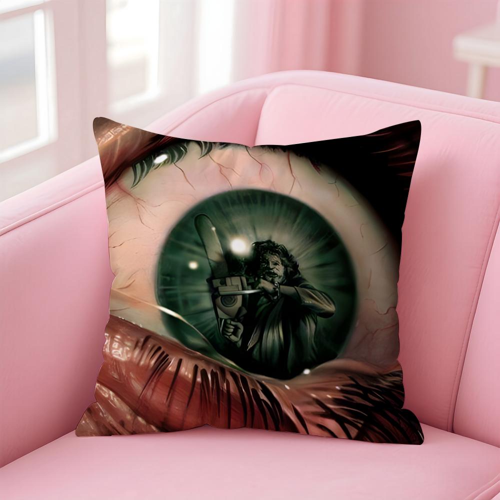 TThe Texas Chainsaw Massacre Cushion Cover Pillowcase Short Plush Invisible Zipper Room Sofa Cushion Cover