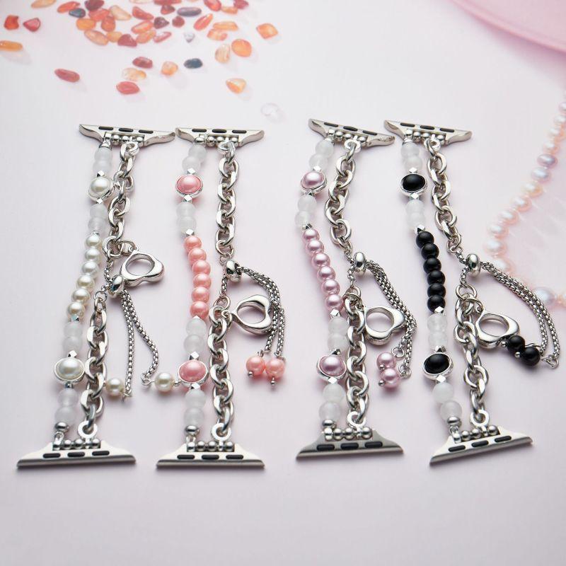 Für Apple Watch Kettengliederarmband Ultra 2 49 38 44 41 45 mm für iWatch Serie 9 8 7 6 5 SE 4 3 Anhänger Perlenarmband Uhrenarmband