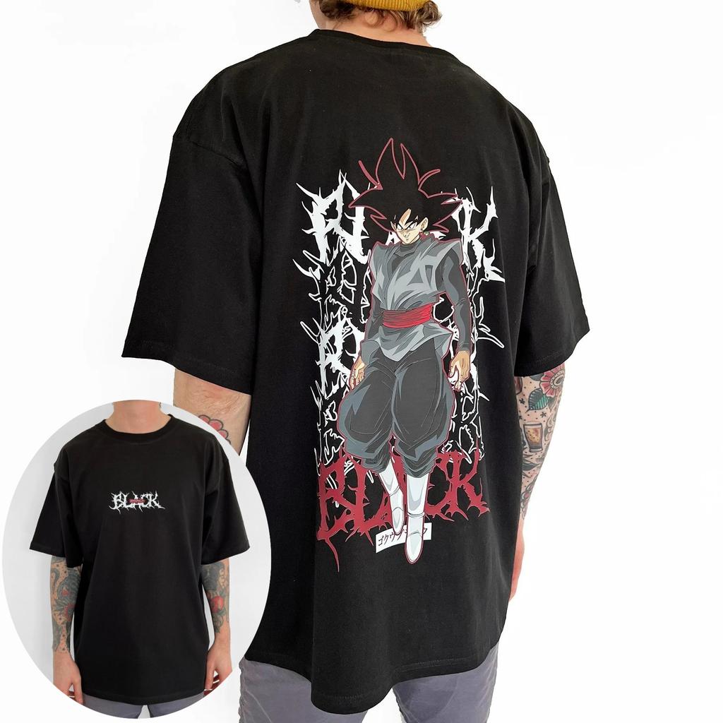 Dragon Ball Men's T-Shirt Goku Black Japanese Anime Summer New Boys Children's Short Sleeve Hip Hop Versatile Parent-Child Dress