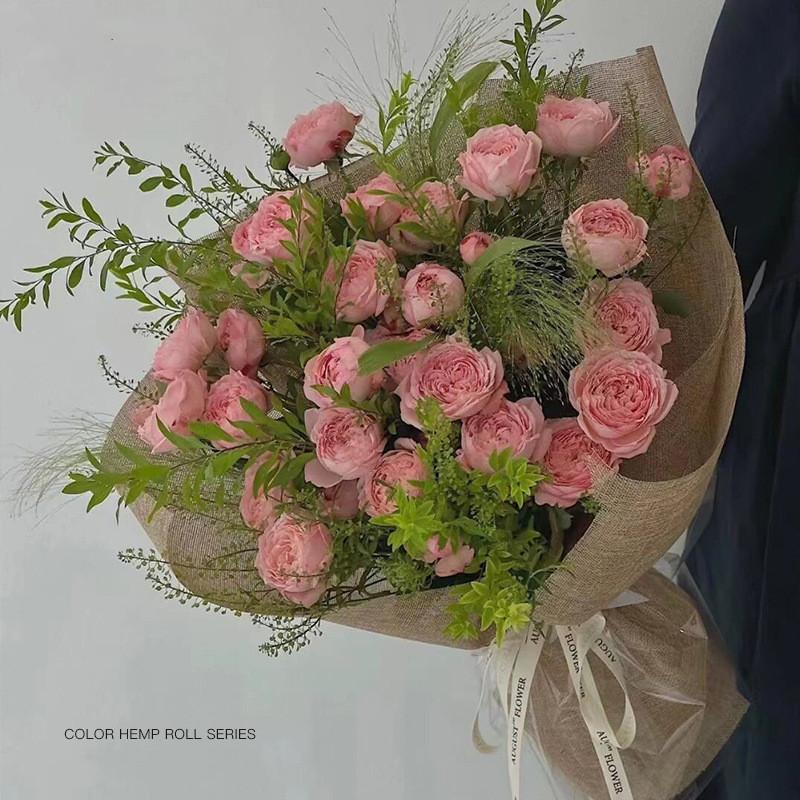 Högkvalitativt Linne - Look Färgad Hampa Rulle: Retro Blomsterbukett Omslagspapper för DIY Blomsterarrangemang i Din Blomsterbutik