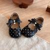 Girls French Style Bow Polka Dot Princess Soft Sole Single Shoes