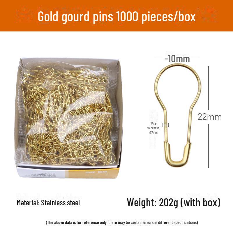 Gourd-Shaped Metal Safety Pins: Iron, Copper, Stainless Steel In Gold, Silver, Black - Clothing Tags/Small Pin Buckles