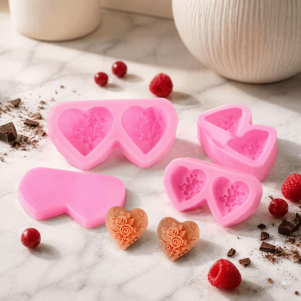 Silicone Rose Heart Silicone Mold Non Stick Soap Mold New Flower Embossing Mold  Resin Craft