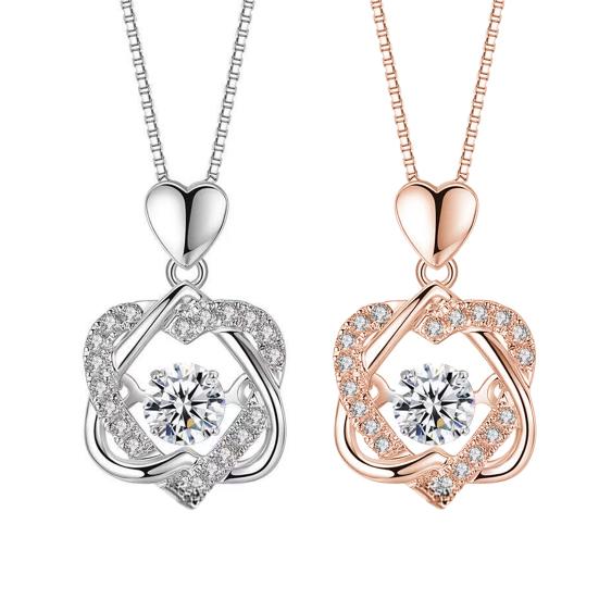 Kvinners Halskjede Dobbelt Hjerte Sammenflettet Rhinestone Dekor Justerbart med Forlengelseskjede Legering Hals Smykker for Ballfest Daglig