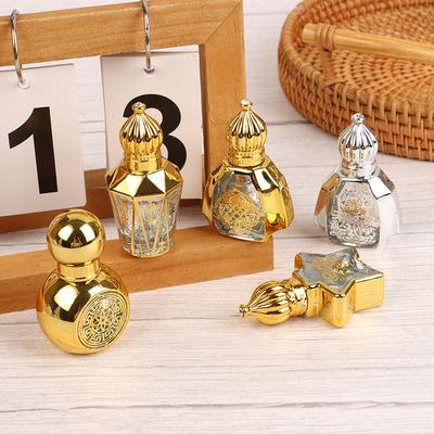 Miniaturowa butelka z olejkiem eterycznym w kształcie korony, perfumy, przenośna, przezroczysta, podróżna, galwanizowana, szklana, rzeźbiona, pusta butelka