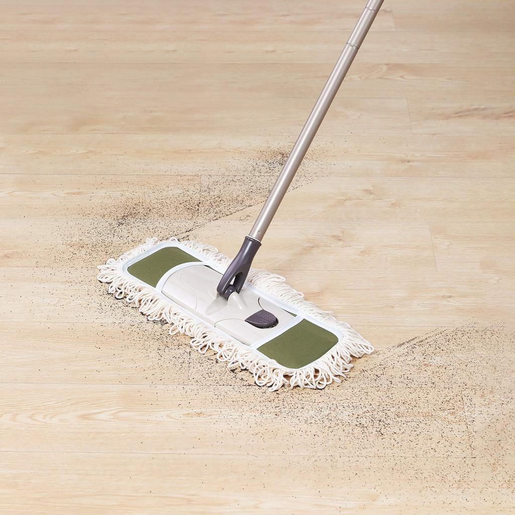 Eyliden Dust Mop with 2 Reusable Washable Pads One Touch Height Adjustable Wet Dry Mop for Floor Push Dust Mop - Replacement, Handle, &
