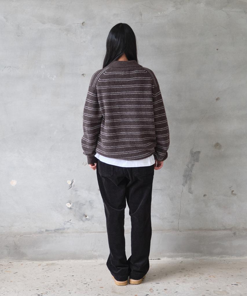 HORLISUN Casey Border Knit Pullover Melange Brown