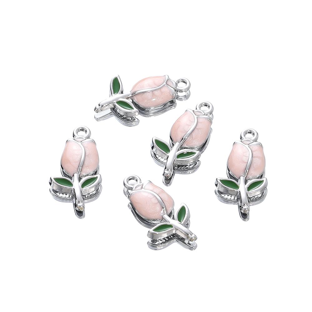 10Pcs/Lot 11.4*22.3mm Cartoon Alloy Tulip Shape Charms Loose Pendant For DIY Bracelet Necklaces Jewelry Making Accessories