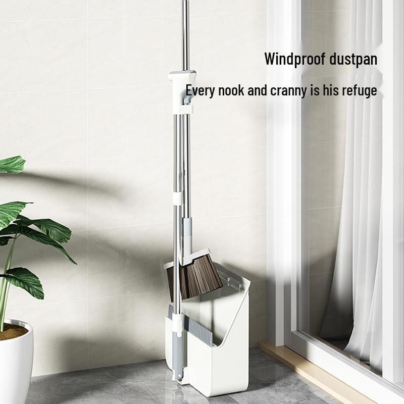 Exclusive Foldable Spring Broom & Dustpan Set - Extra Large, Soft Bristles, Non-Stick, Best Seller