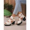 High Heeled Roman Sandals Women's Plus Size 2025 Summer New Thick Heel Cutout Heel Sandals