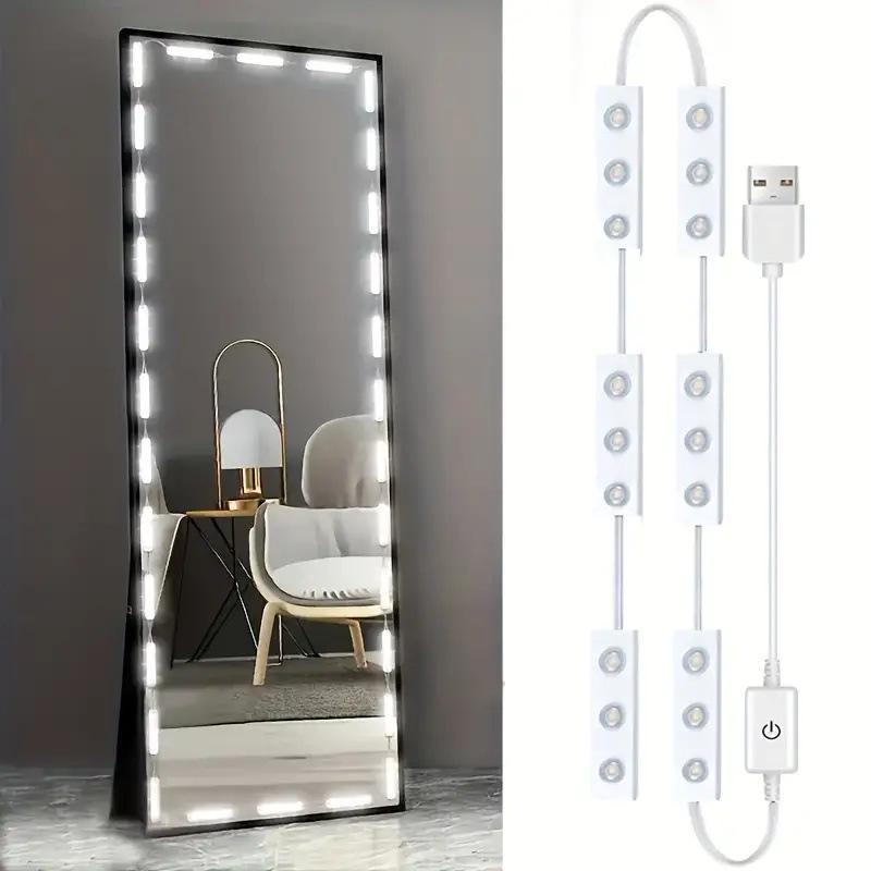 USB 5V LED Vanity Mirror Light - Waterproof, Self-Adhesive, Punch-Free Makeup Light for Bathroom