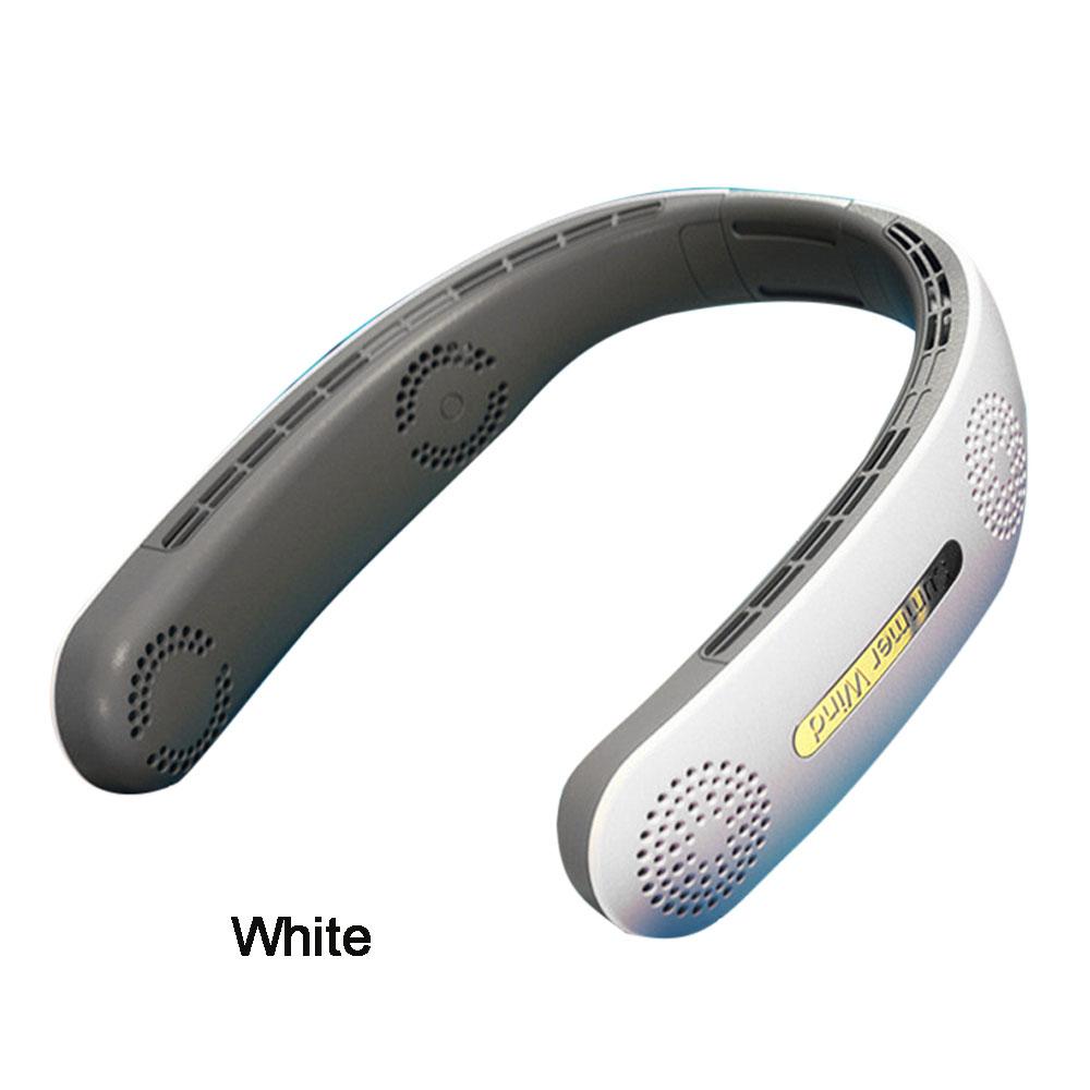 Portable USB Rechargeable Neck Fan Summer Neck Hanging Air Cooling Fan Mute Strong Wind Wearable Bladeless Neckband Fan