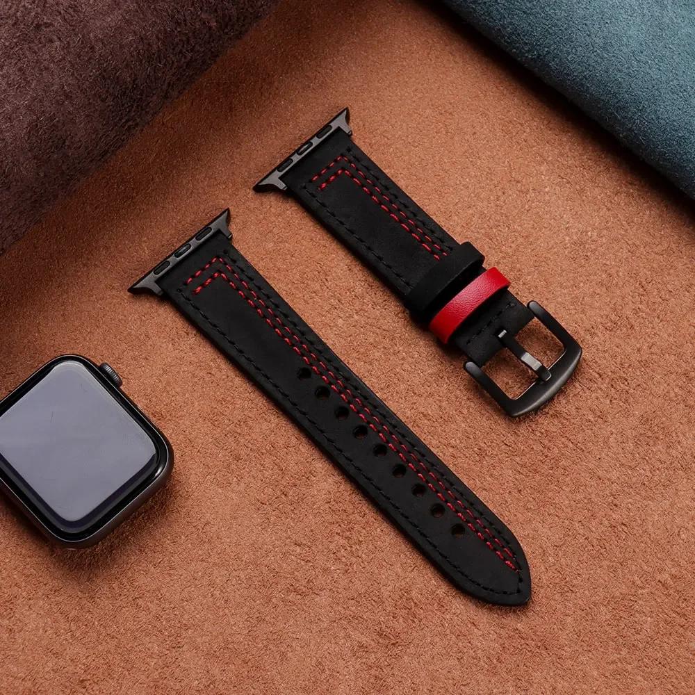 Genuine Leather loop strap For Apple watch Ultra 2 band 44mm 45mm 49mm 40mm 38/42mm 41mm bracelet iWatch series 9 8 7 3 4 5 6 se