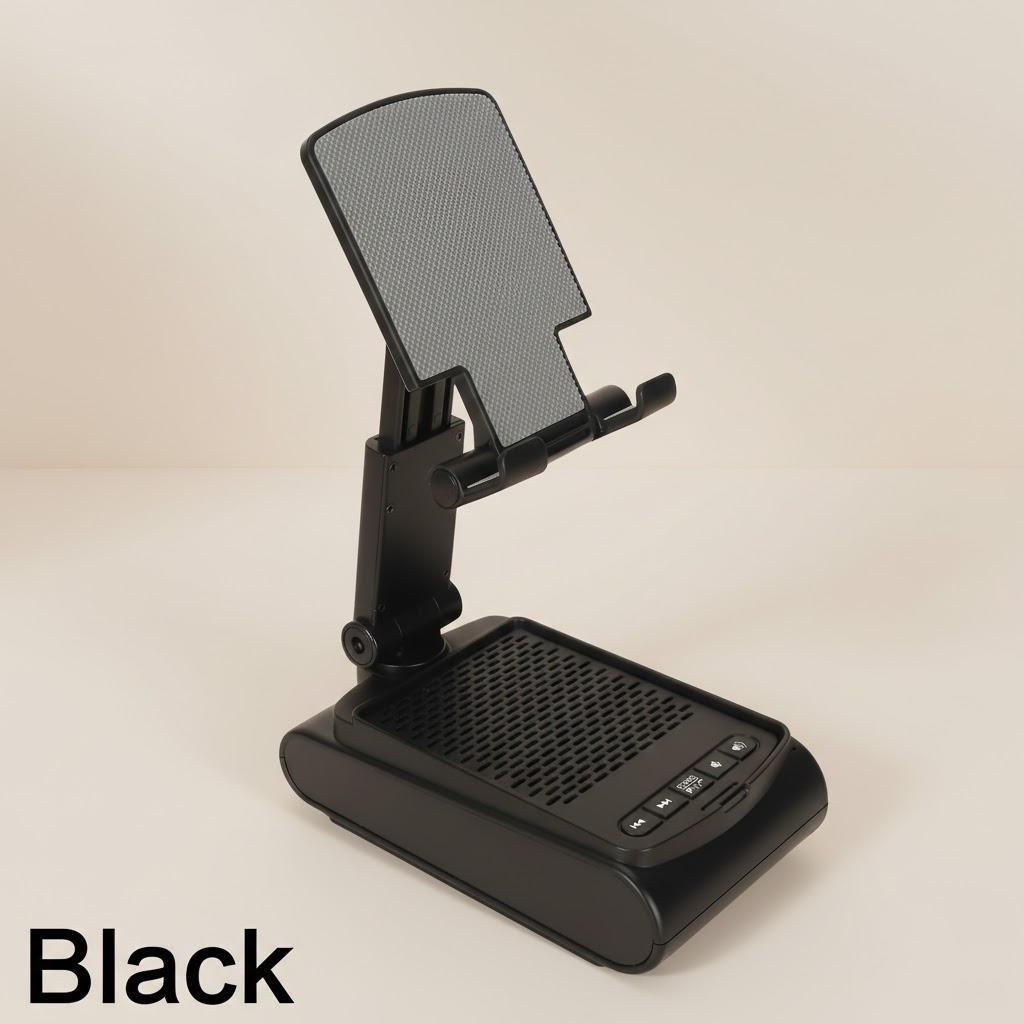 

Wireless 5.1 Speaker Phone Holder Desktop Stand with 1500mAh Charging Adjustable Height for Phones Tablets Mobile Phone Holder чёрный