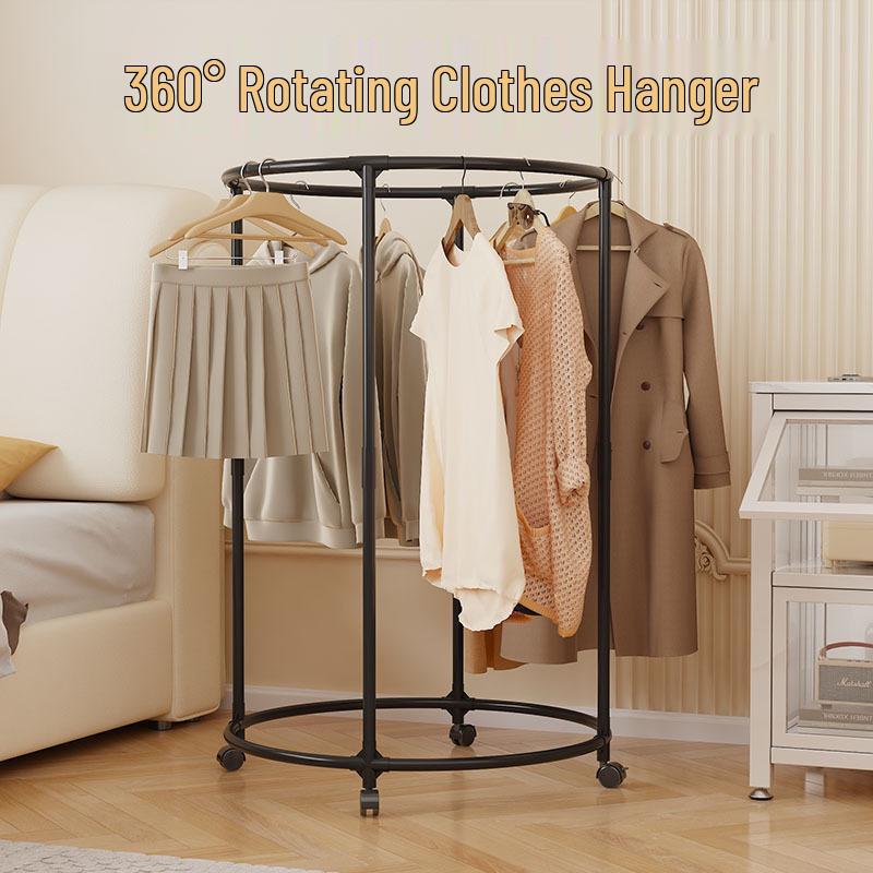 Rotatable Clothes Rack with Wheels, Multi-functional Wardrobe and Outdoor Display/Drying Rack