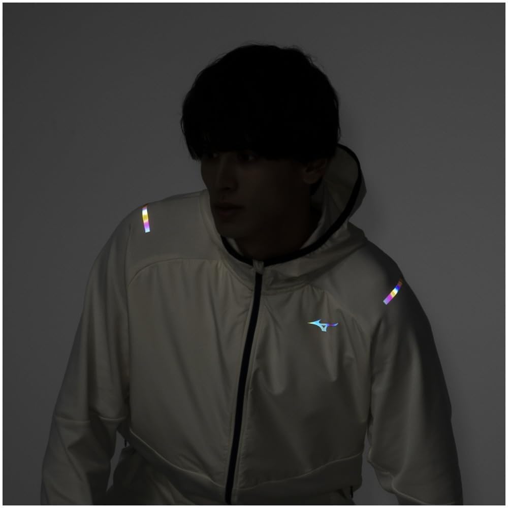 Mizuno Running Wear Warmer Light Hybrid Jacket Aurora Warm Fleece Lining Stretch Reflective Print J2MCA501 Pristine Men's