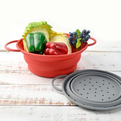 Circular Kitchen Telescopic Silicone Folding Water Filter Basket Household Fruit and Vegetable Drain Basket