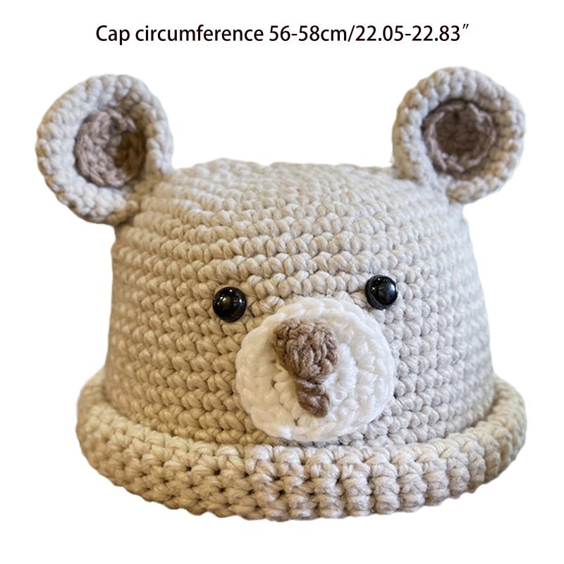 Unisex Wollmütze Häkelmütze Niedliche Bärenohren Strickmütze Warmes Ohr zum Schutz für Frühling Herbst Winter Tägliches Tragen