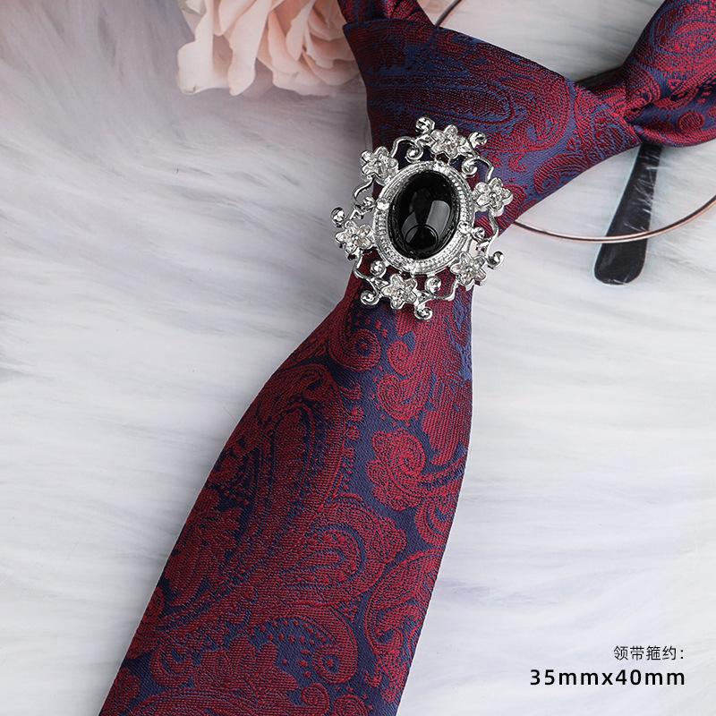 Men'S Emperor Rhinestone Collar Ring Clip Tie Hoop Vintage Knight Tie Hoop Business Shirt Tie Button Brooch