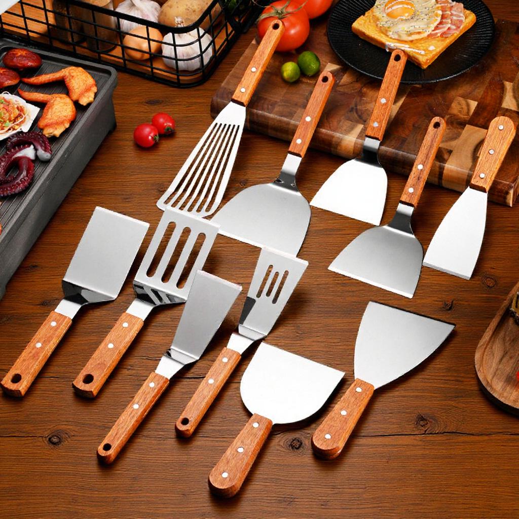 Stainless Steel & Wood Handle Multipurpose Cooking Spatula