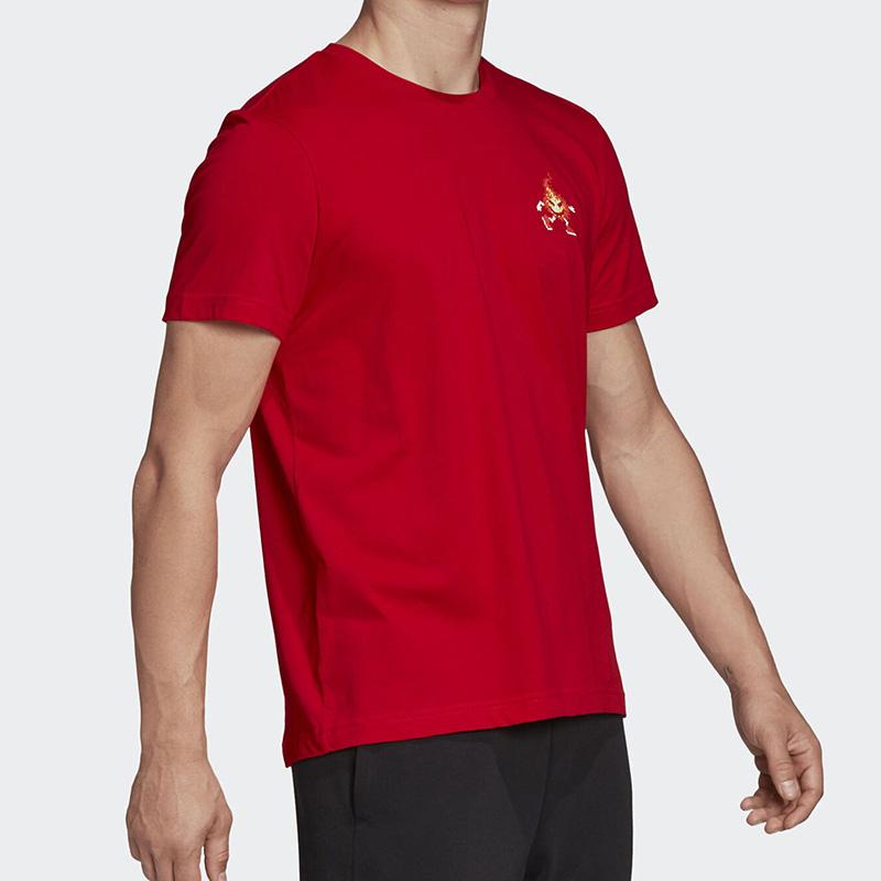 Adidas Letter Logo Print Round Neck Short Sleeve T-Shirt Men Tops Red FN1722