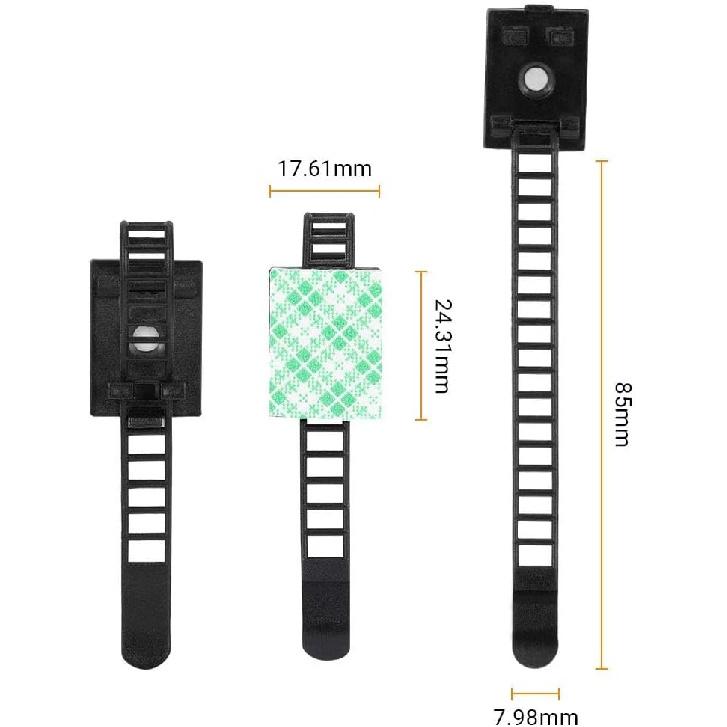 50 Packs Zip Tie Adhesive Mounts - Self-Adhesive Cable Clips Fasteners Cable Wire Clips - Cable Straps Tie Clamp Organizer - Cable Clamp Base Holders
