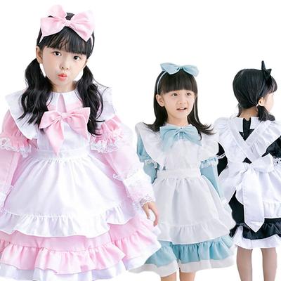 JUNDOMECY Kids Alice Maid Plus Cute Sleeve Gothic Lolita Set for and Photoshoots M Costume, Size, Long/Short Dress, Apron, Headband, 5-Piece