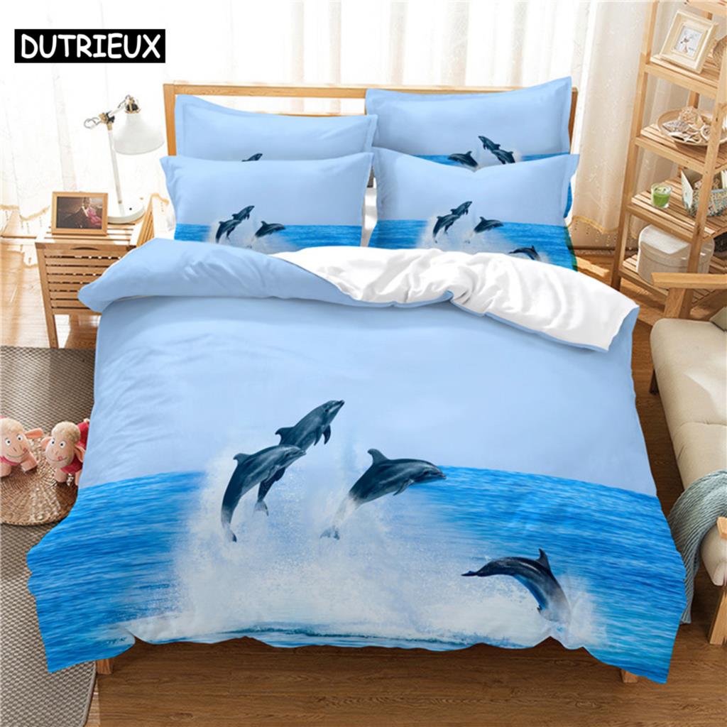 Comforter 3D Digital Printing Fashion Design Dolphins Bedding Set Queen Size