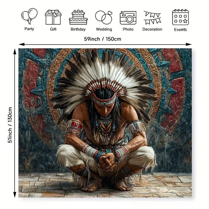 2D Indigenous Culture Tapestry Native American Wall Background Cloth