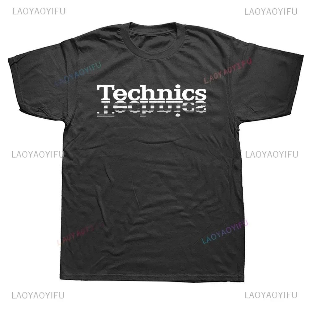 New Arrival Technics Dj Turntable Music House Printed T-shirt Techno Electronic Hip Hop Graphic T Shirts Streetwear Summer Tees