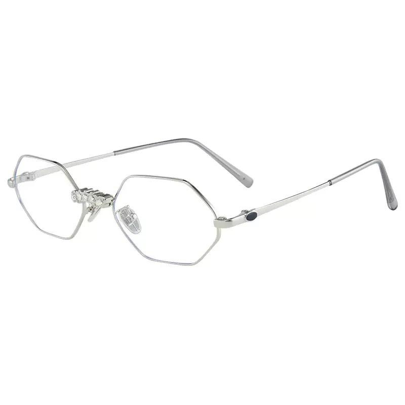 Tainai polygonal myopia glasses women's niche diamond-encrusted magnetic suction detachable plain decorative flat glasses