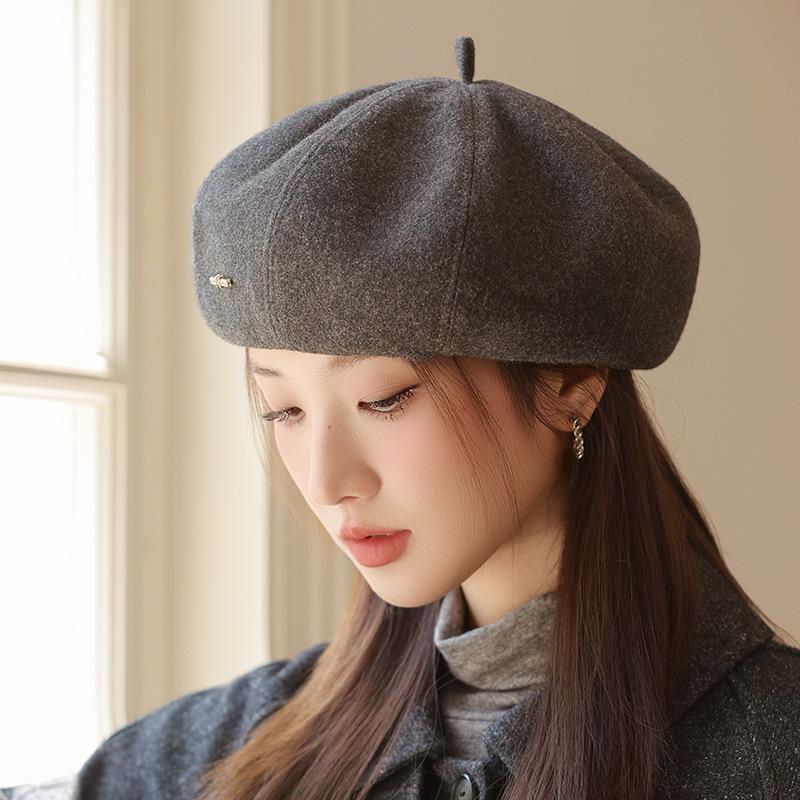 

Корейская шляпа для женщин на осень и зиму Новая ретро берет Повседневная универсальная Восьмиугольная шляпа Большой обхват головы Подчеркивающая лицо Маленькая шляпа художника M（56-58cm）