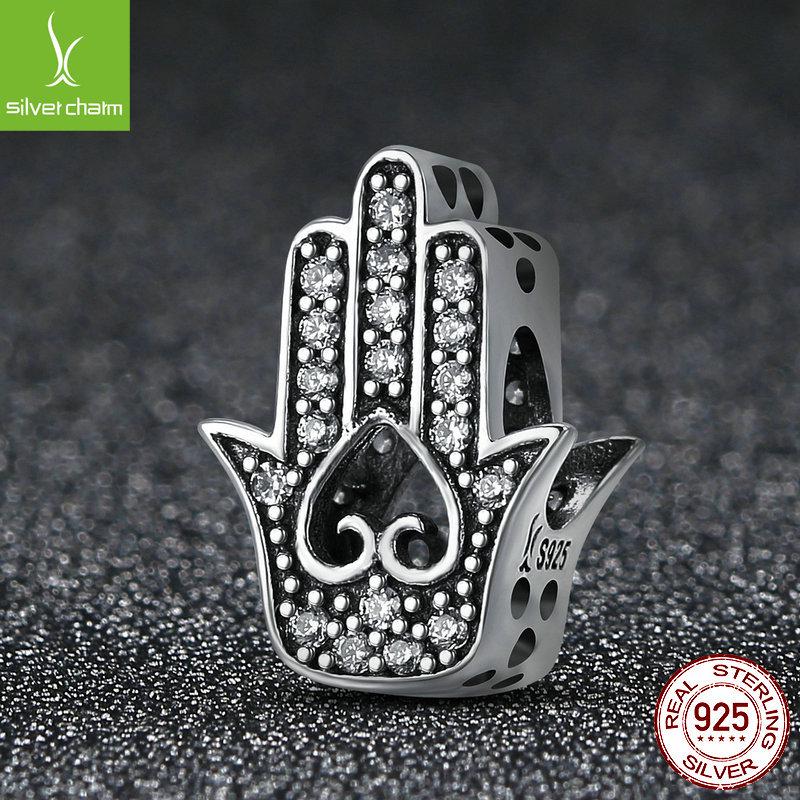 Veloco Sterling Silver s925 Fatima Hand Beads Women's Bracelet DIY Accessory
