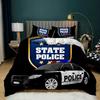 Black Policeman Car Cartoon Vehicle Comfortable Duvet Cover Pillowcase Bedding Set Children Bedroom Decoration Home Textile