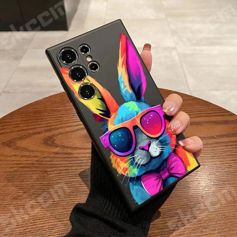 Cute Colorful Rabbit Phone Case For Samsung Galaxy S24 S23 Ultra S22 Plus S20 FE A15 A35 A50 A51 A54 A55 A71 A72 A73 Soft Cover