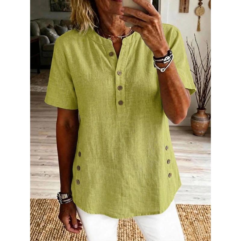 BITCED Women's Fashion Casual V-Neck Short Sleeve Blouses & Shirts