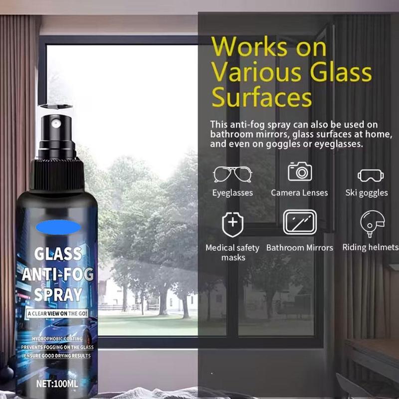 Long-lasting anti-fog spray, suitable for car glass and helmets, windshield and car window defogging agent, improve the cla T2B0