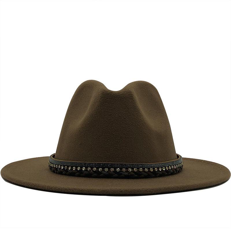 Women S British Style Cashmere Large Brim Fedora Hat 56 58cm